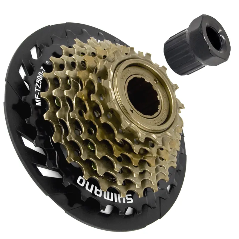 Tani Wolnobieg nakręcany Shimano MF-TZ500 (7-mio rzędowy) z osłoną + klucz do demontażu wolnobiegu