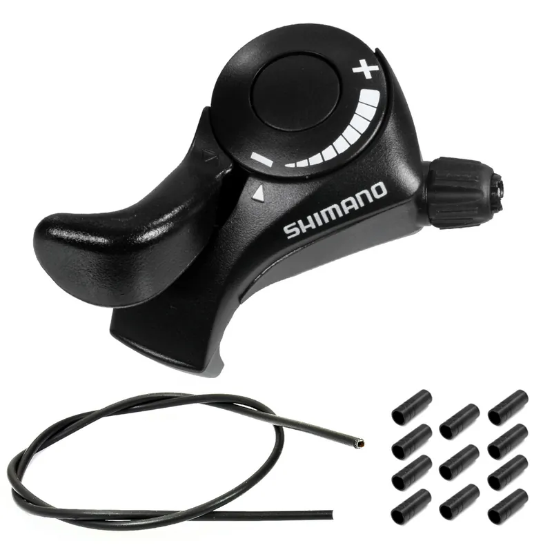 Manetka rowerowa Shimano SL-TX30 3 rzędów lewa + Pancerz przerzutki CLARKS 4mm 3m SP z teflonem + Końcówki pancerza 10 sztuk Ekspresowa dostawa