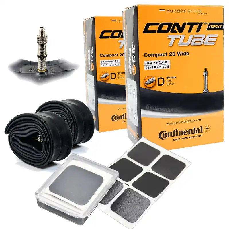 Szybka dostawa Dętki Continental 20" x 2,0" - 2,5" wentyl dunlop rowerowy 50/62-406 + Łatki
