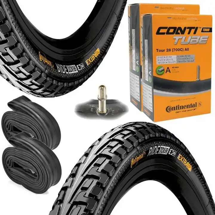 Najlepsza cena 2x Opona Continental Ride Tour 28"x1,45" (622x37) + 2x Dętka Dętka TOUR Continental 28'' x 1,25'' -1,75'' auto