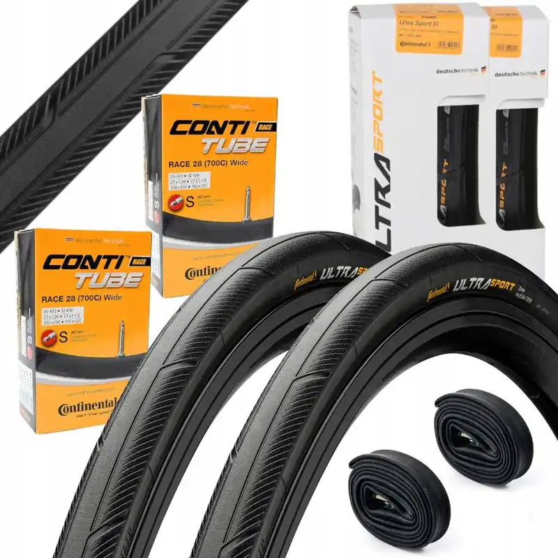 Ostatnia szansa 2× Opona rowerowa Continental Ultra Sport III 28 " 28 mm 310 g + 2× Dętka rowerowa Continental 28 x 1,25 "