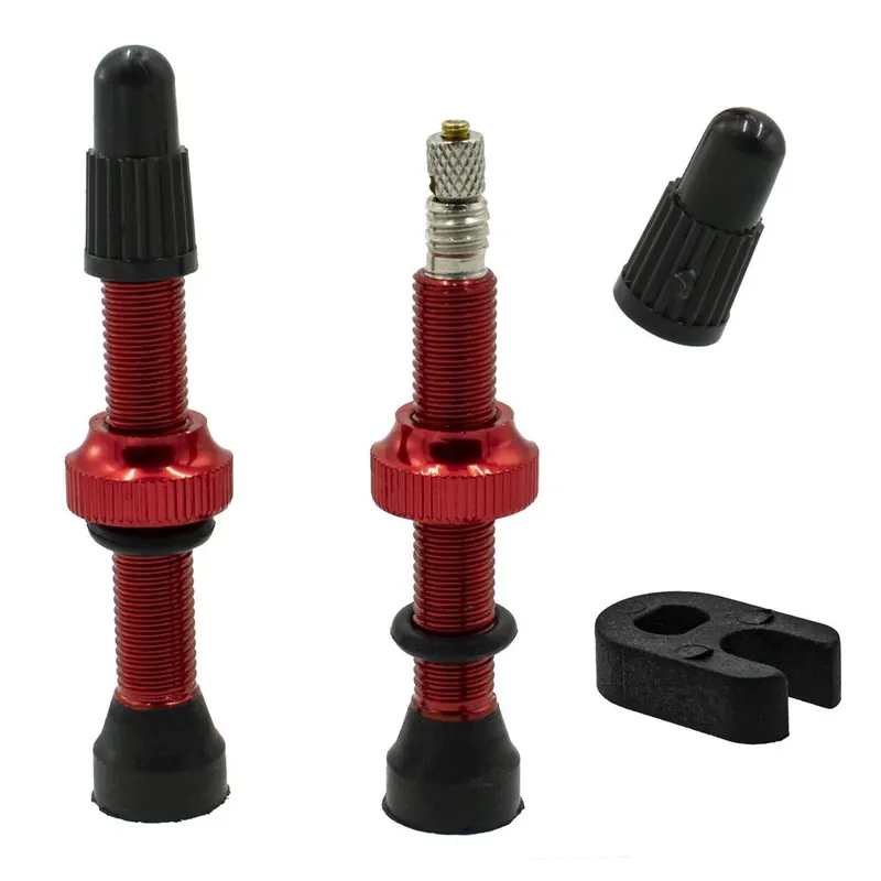 Najlepsza cena Zawory Presta do systemu bezdętkowego, 40 mm, czerwone, 2 szt. kluczyk