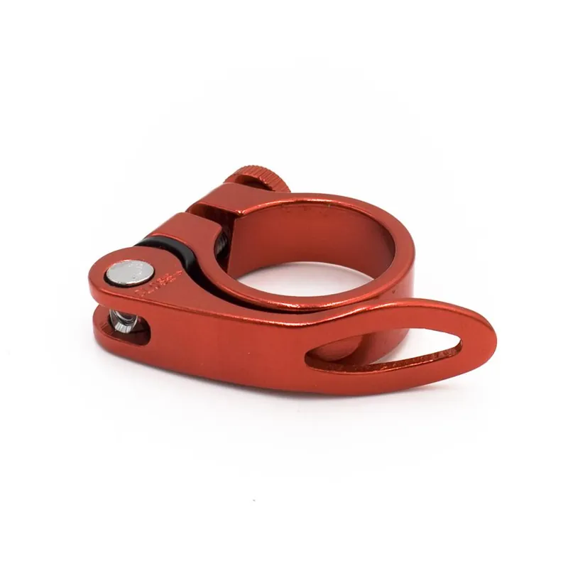 Obejma podsiodłowa 34,9 mm, aluminium, czerwona z zaciskiem Premium