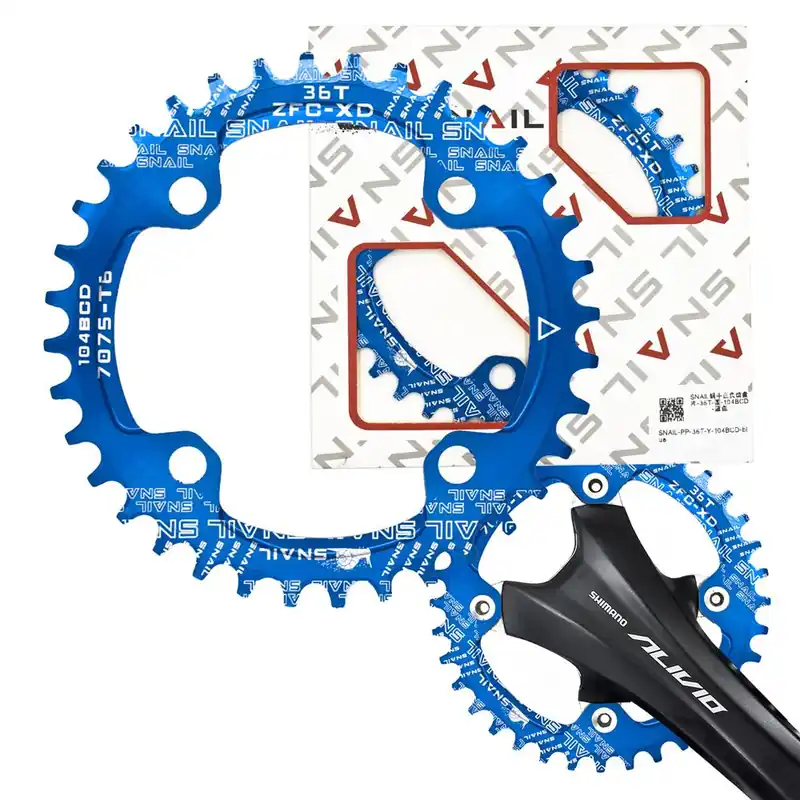 Nowość Zębatka SNAIL do mechanizmu korbowego 1x, 104 BCD, 36T, Narrow Wide, niebieska
