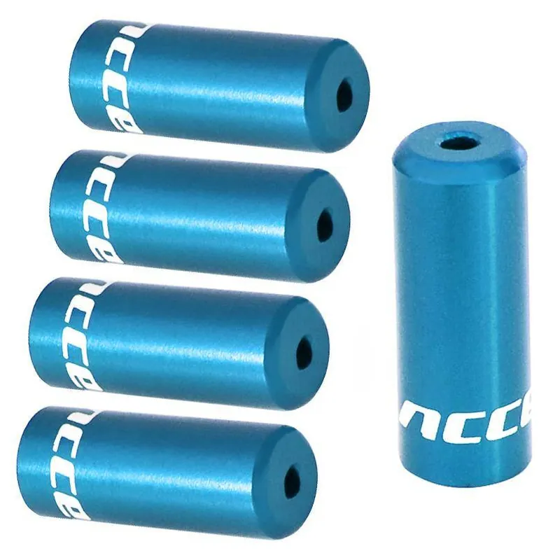 Końcówki pancerza Accent aluminiowe 4 mm, przerzutkowe, 5 szt. niebieskie Najlepsza cena