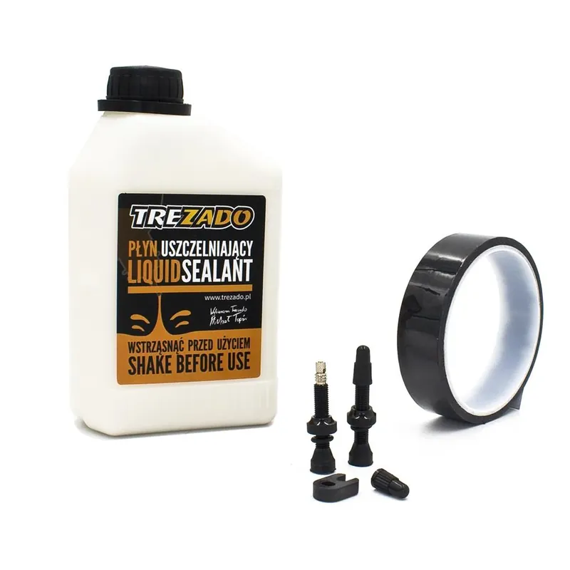 Kompletny zestaw do konwersji kół na system bezdętkowy Trezado - czarne zawory, taśma 29 mm Najlepsza cena