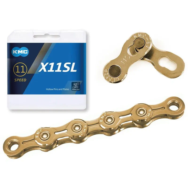 Rabat Łańcuch KMC X11SL Ti-N złoty, 1/2"x11/128", 118 ogniw, Box