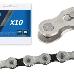 Łańcuch KMC X10 srebrno - czarny 114 ogniw 5,88 mm 10-rzedowy Box Szybka dostawa