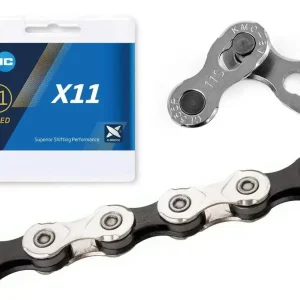 Łańcuch KMC X11 srebrno-czarny 118 ogniw, 5,65mm, 11-rzędowy Ekspresowa dostawa