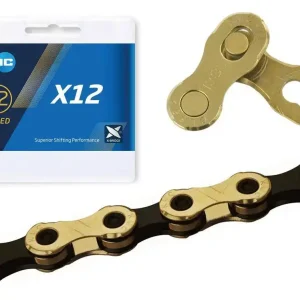 Łańcuch KMC X12 Ti-N Złoto-czarny 126 ogniw 12-rzędowy Niska cena