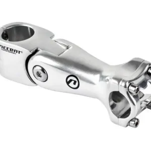 Popularny Wspornik kierownicy regulowany AS-541 1-1/8" 108mm, -5°/+55°, srebrny polerowany