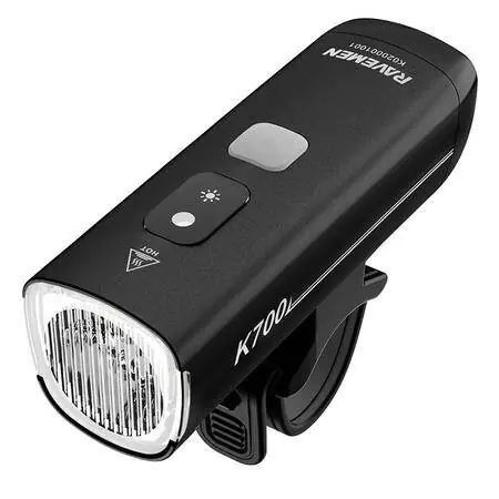 Autentyczny Lampka przednia Ravemen K700 AI, czarna, 700 lumenów, USB-C