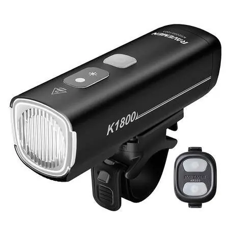 Zwrot pieniędzy Lampka przednia Ravemen K1800 AI, czarna, 1800 lumenów, USB-C, pilot bezprzewodowy