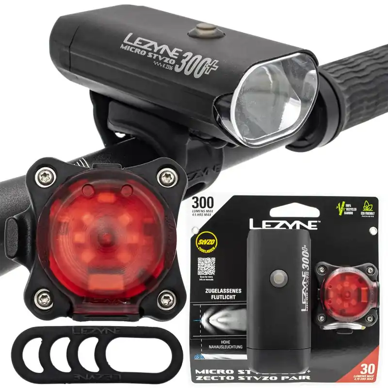 Zwrot pieniędzy Zestaw lampek Lezyne Micro STVZO 300+, Zecto STVZO, 300 lm, 30 lm