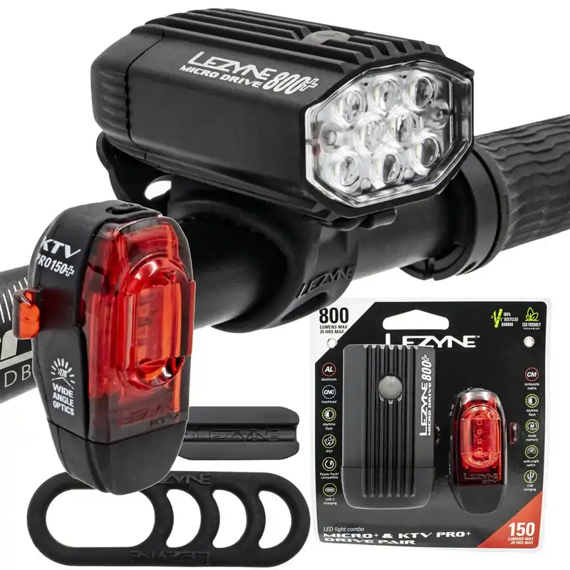 Zestaw lampek Lezyne, Micro Drive 800+, KTV Drive+, 800 lm/150 lm Wyprzedaż