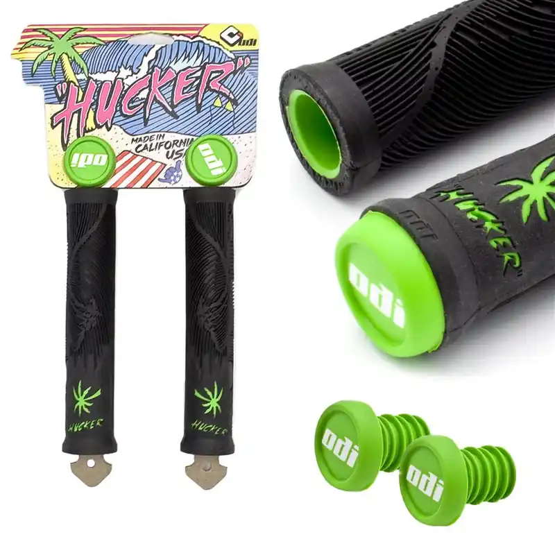 Chwyty kierownicy ODI Hucker FL czarno-zielone, 160 mm Premium