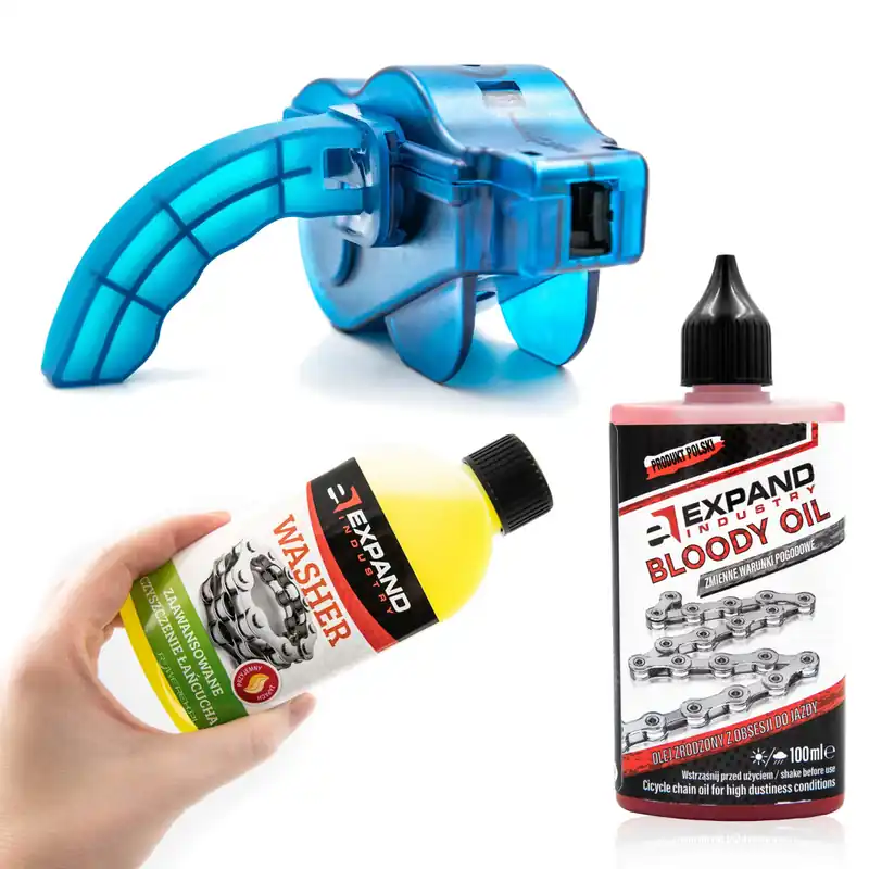 PRZYRZĄD + PŁYN do czyszczenia łańcucha rowerowego + Olej do łańcucha Oryginalny